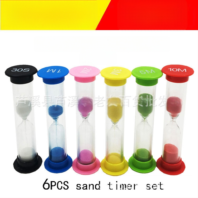 Set creativ cu 6 clepsidră din plastic cu 30 de secunde, 1, 2, 3, 5 și 10 minute – prietenos copiilor, rezistent la cădere