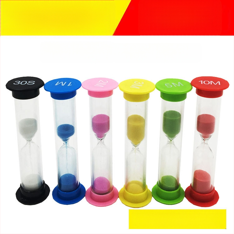 Set creativ cu 6 clepsidră din plastic cu 30 de secunde, 1, 2, 3, 5 și 10 minute – prietenos copiilor, rezistent la cădere