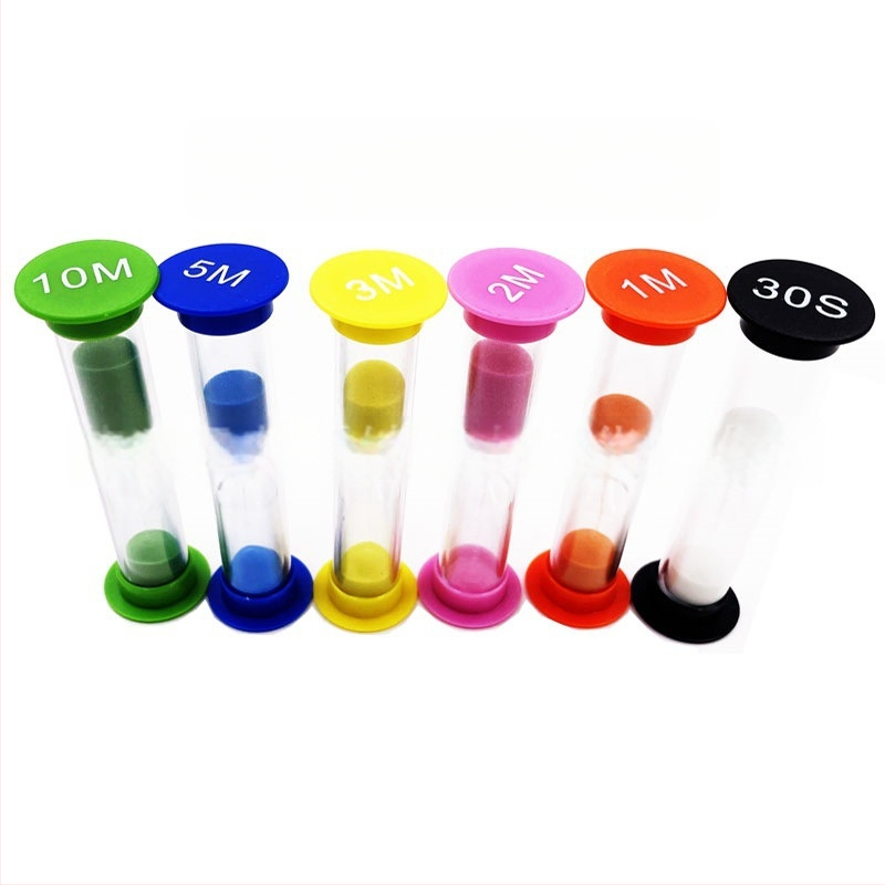 Set creativ cu 6 clepsidră din plastic cu 30 de secunde, 1, 2, 3, 5 și 10 minute – prietenos copiilor, rezistent la cădere