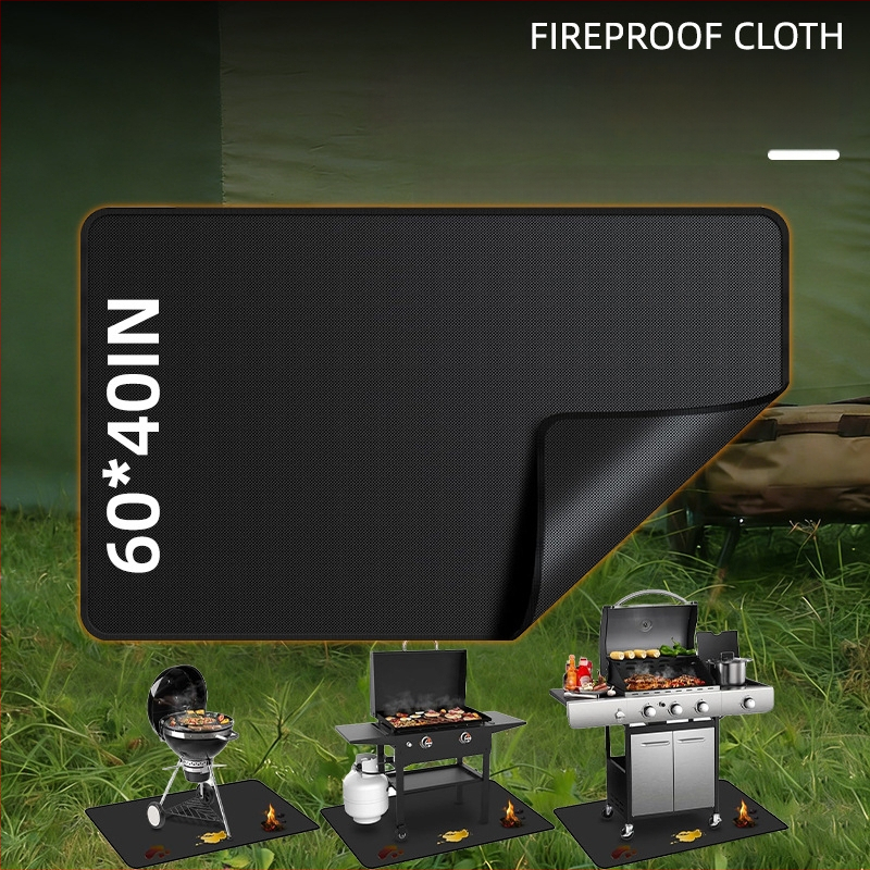 Covoraș din silicon pentru grătar, dublu față, pentru camping în aer liber, rezistent la căldură, antincendiar, 60×40 inci