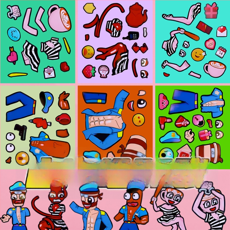 Set de stickere Shanhaijing pentru îmbrăcare – autocolante pentru schimbarea feței, desene animate, colaj autocolant