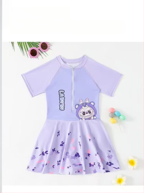 Kuromi costum de baie pentru copii drăguț cu fermoar, pentru fete, P26058, 12–14 ani
