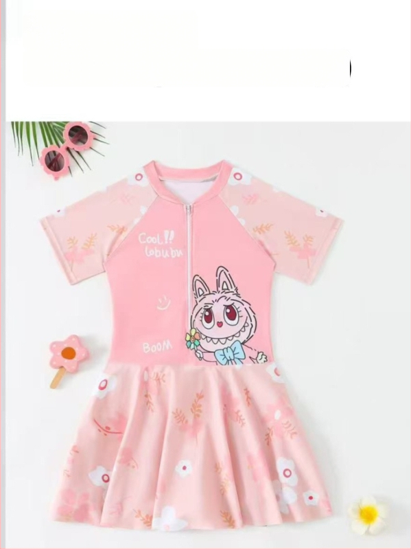 Kuromi costum de baie pentru copii drăguț cu fermoar, pentru fete, P26058, 12–14 ani