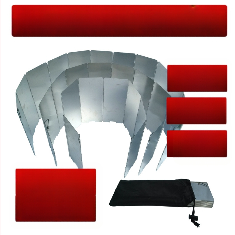 Ecran de protecție împotriva vântului din aluminiu, set de 8 panouri, pentru grătar în aer liber, drumeții și camping