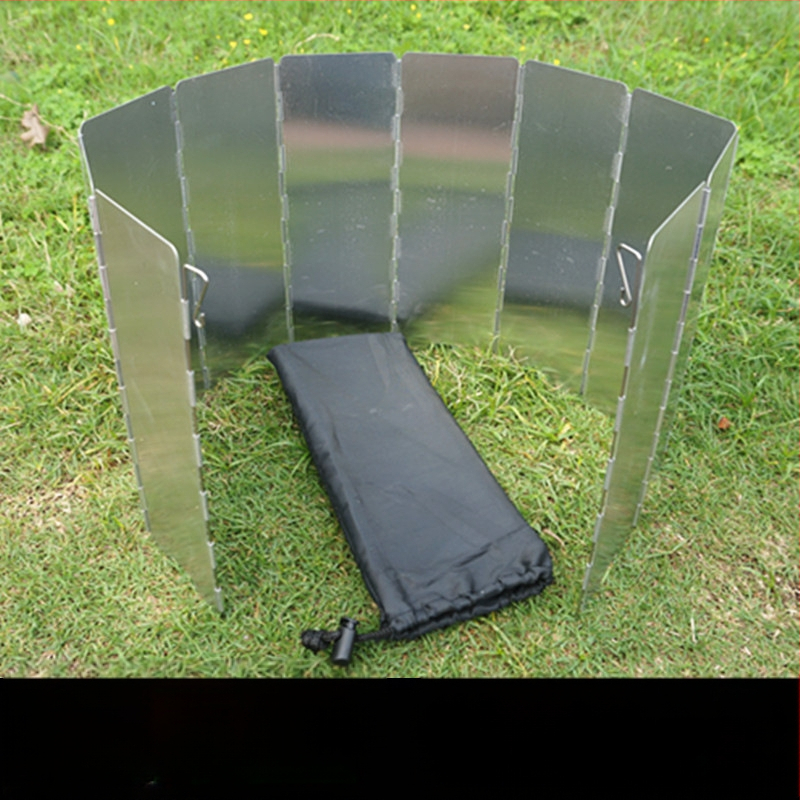 Ecran de protecție împotriva vântului din aluminiu, set de 8 panouri, pentru grătar în aer liber, drumeții și camping