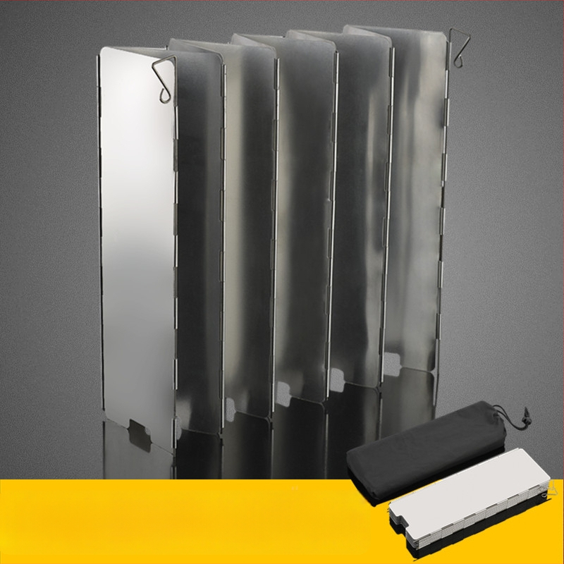 Set de 12 deflectoare de vânt din aluminiu pentru camping în aer liber și grătare
