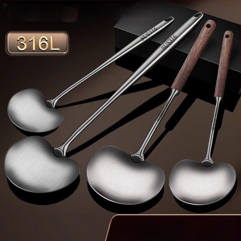 Spatula integrată din oțel inoxidabil 316, groasă și lungă, pentru ciuperci – spatulă de gătit, din oțel integral, de calitate alimentară
