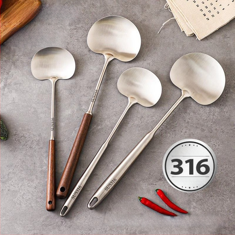 Spatula integrată din oțel inoxidabil 316, groasă și lungă, pentru ciuperci – spatulă de gătit, din oțel integral, de calitate alimentară