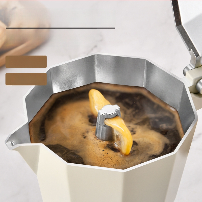Moka octagonal în stil italian, îngroșată, pentru uz casnic, cafea preparată manual, cu posibilitatea de logo
