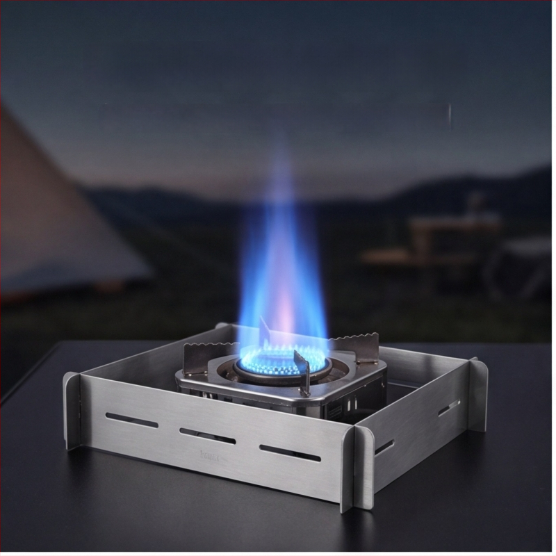 Inel de protecție împotriva vântului din oțel inoxidabil gros, universal pentru arzător camping cu cartuș