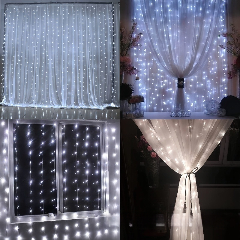 Lumini cu perdea din sârmă de cupru, LED, pentru atmosferă de petrecere și decorațiuni de Crăciun