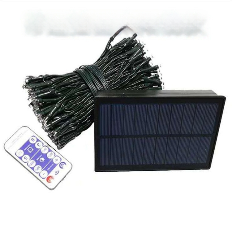 Şir LED solar pentru exterior, 100 diode, IP44, 1×2 m, efect flash, decor exterior de Crăciun, cer înstelat