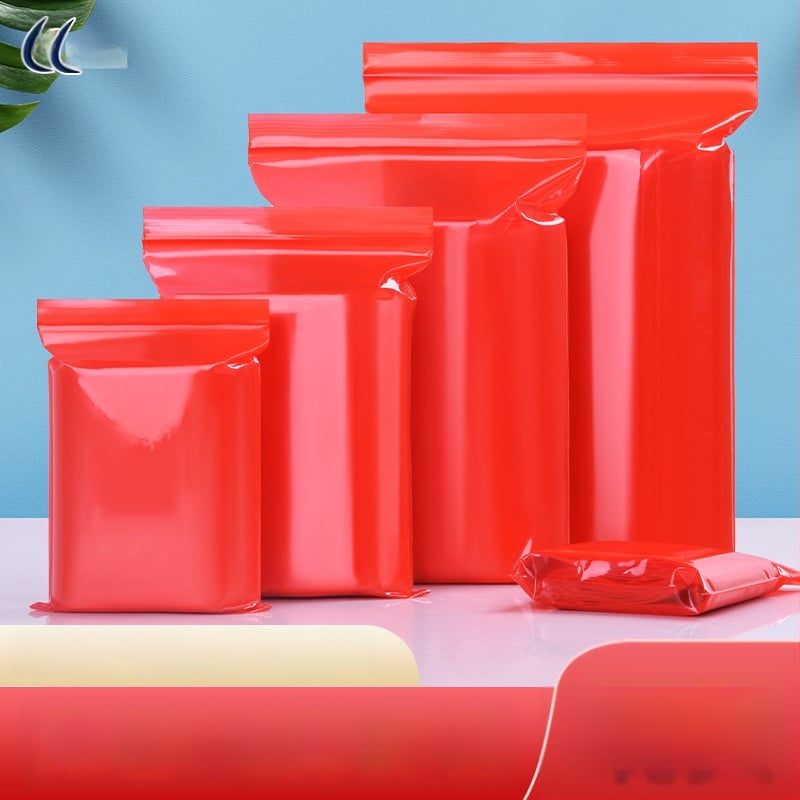 Pungă roșie din plastic cu fermoar, pentru bijuterii și porționare a alimentelor