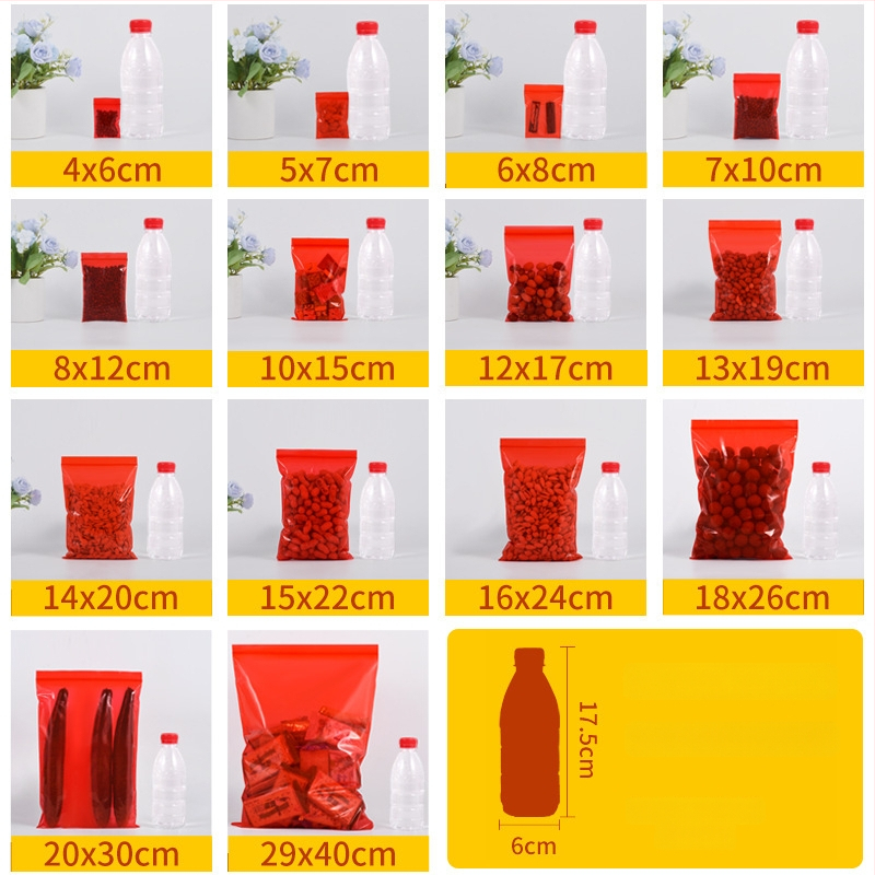 Pungă roșie din plastic cu fermoar, pentru bijuterii și porționare a alimentelor