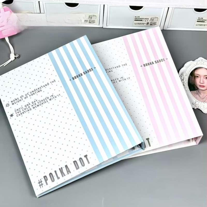 Colecție de albume foto A5 cu patru compartimente, design minimalist cu buline, pentru carduri idol de 3 inch