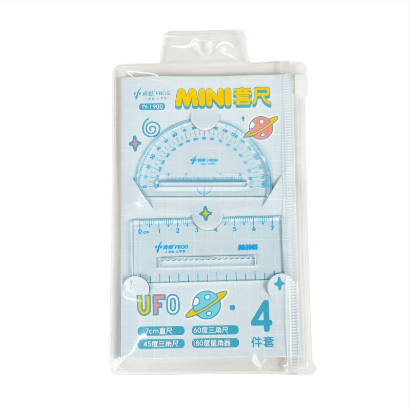 Set mini de 4 rigle pentru elevi din învățământul primar – rigle acrilice portabile pentru desen