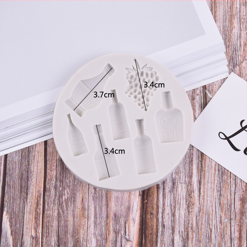 Formă din silicon în formă de sticlă de vin pentru decorarea torturilor, DIY fondant și proiecte din rășină și lut moale