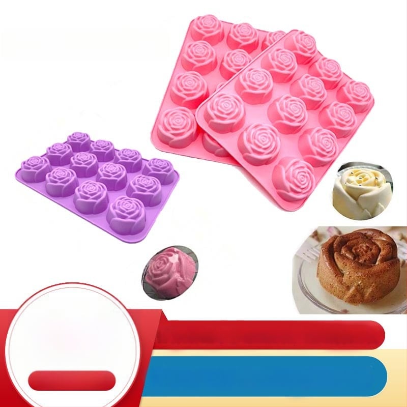 Formă de tort din silicon, în formă de trandafir, pentru fondant, ciocolată, jeleu și fursecuri