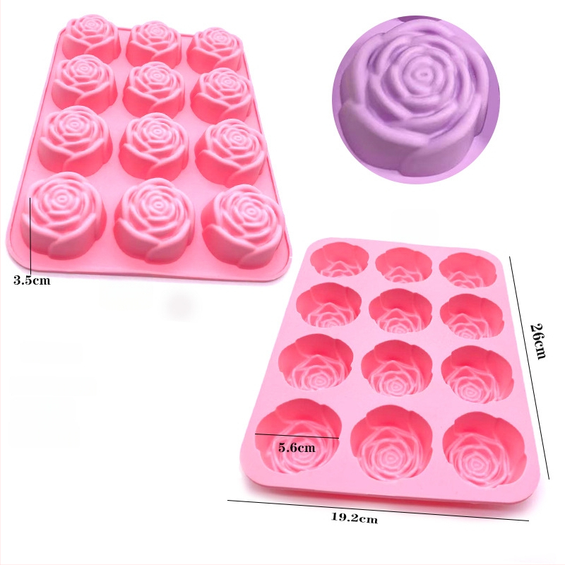 Formă de tort din silicon, în formă de trandafir, pentru fondant, ciocolată, jeleu și fursecuri