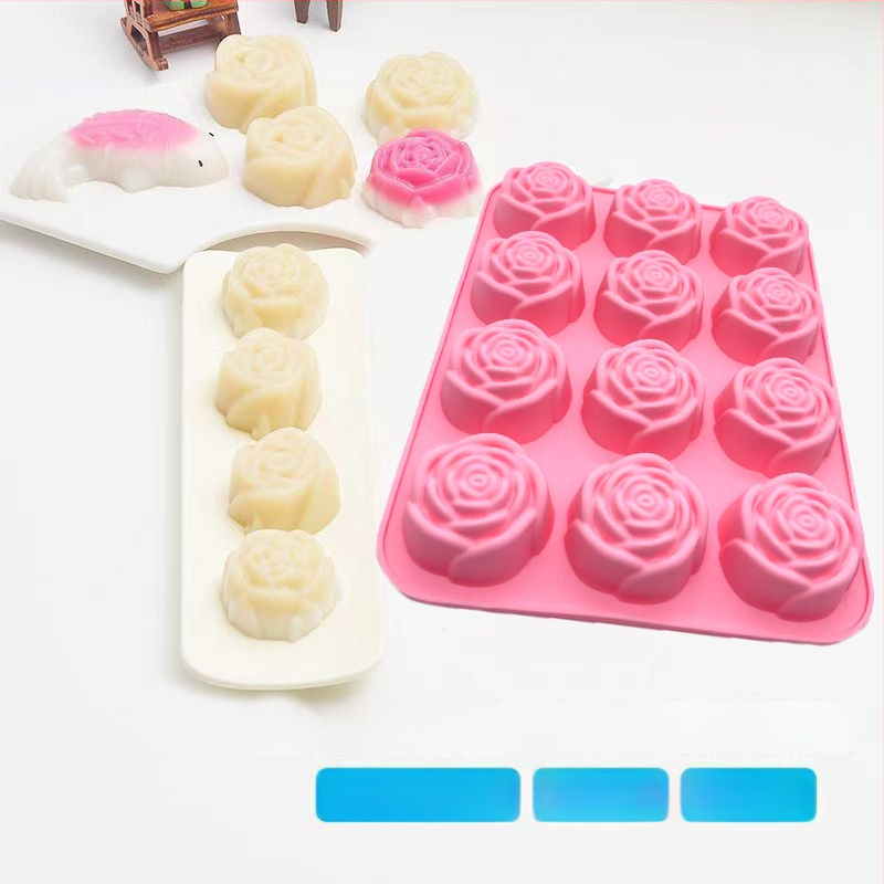 Formă de tort din silicon, în formă de trandafir, pentru fondant, ciocolată, jeleu și fursecuri