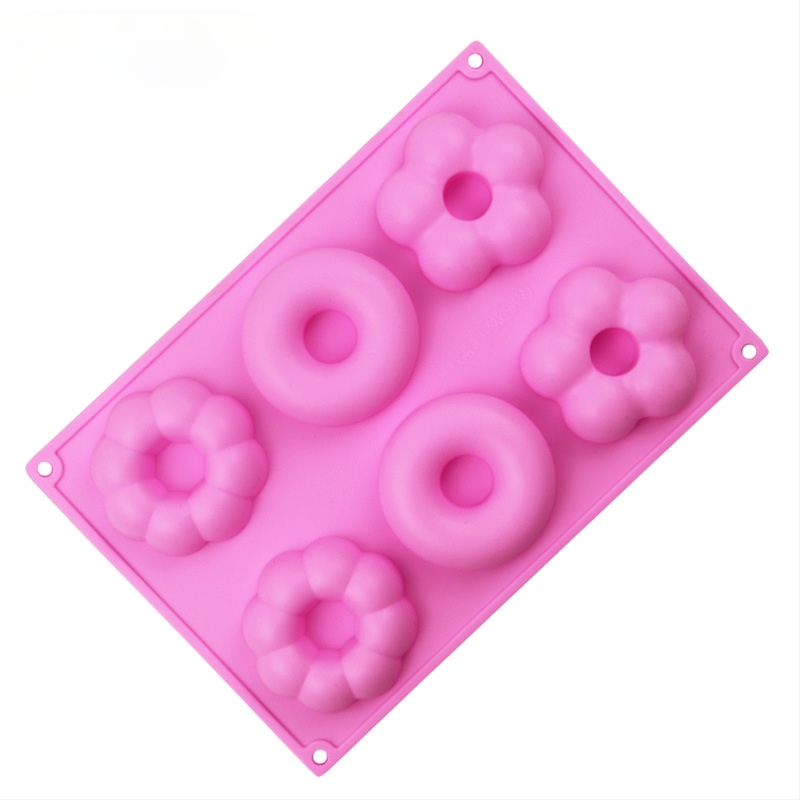 Formă din silicon pentru gogoși, cu model cu șase flori, silicon alimentar, pentru coacere DIY, rezistentă la temperaturi înalte