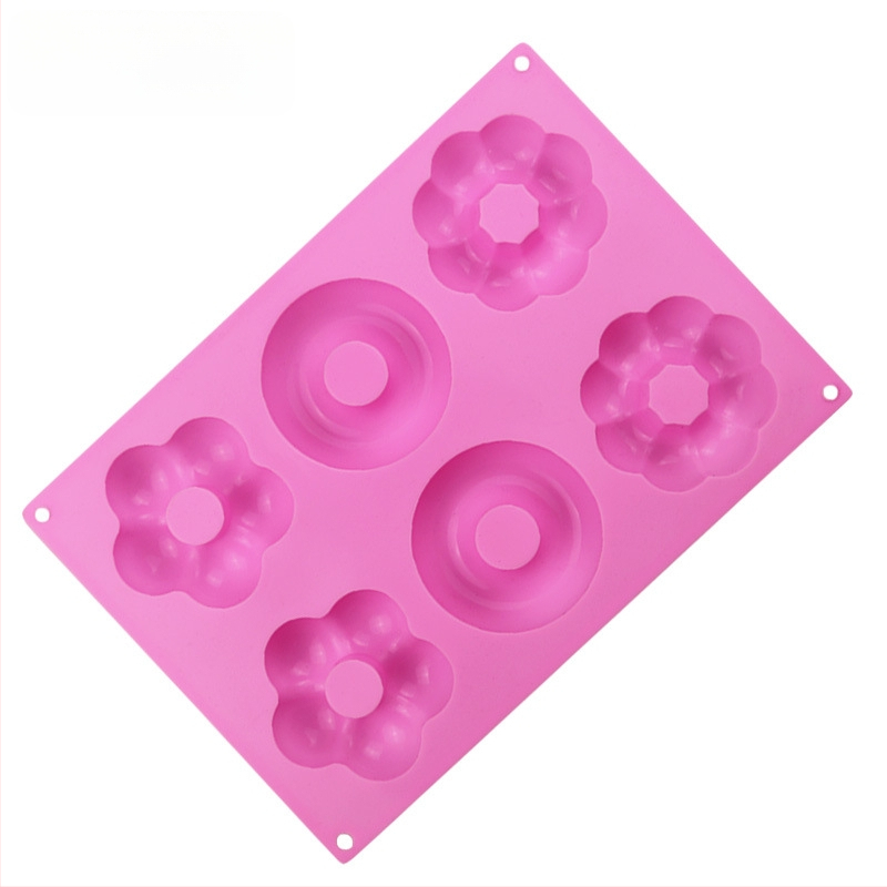 Formă din silicon pentru gogoși, cu model cu șase flori, silicon alimentar, pentru coacere DIY, rezistentă la temperaturi înalte