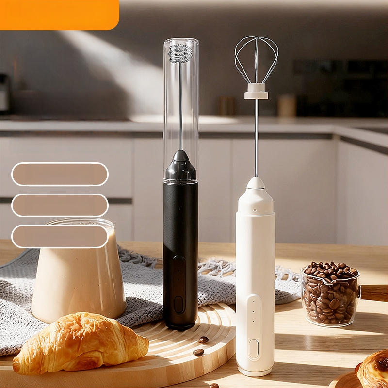 Froitor electric de mână pentru lapte, cu capac anti-praf, design de agățare, două capete, reîncărcabil, pentru cafea și ouă