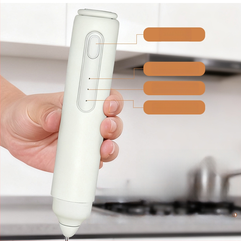 Froitor electric de mână pentru lapte, cu capac anti-praf, design de agățare, două capete, reîncărcabil, pentru cafea și ouă