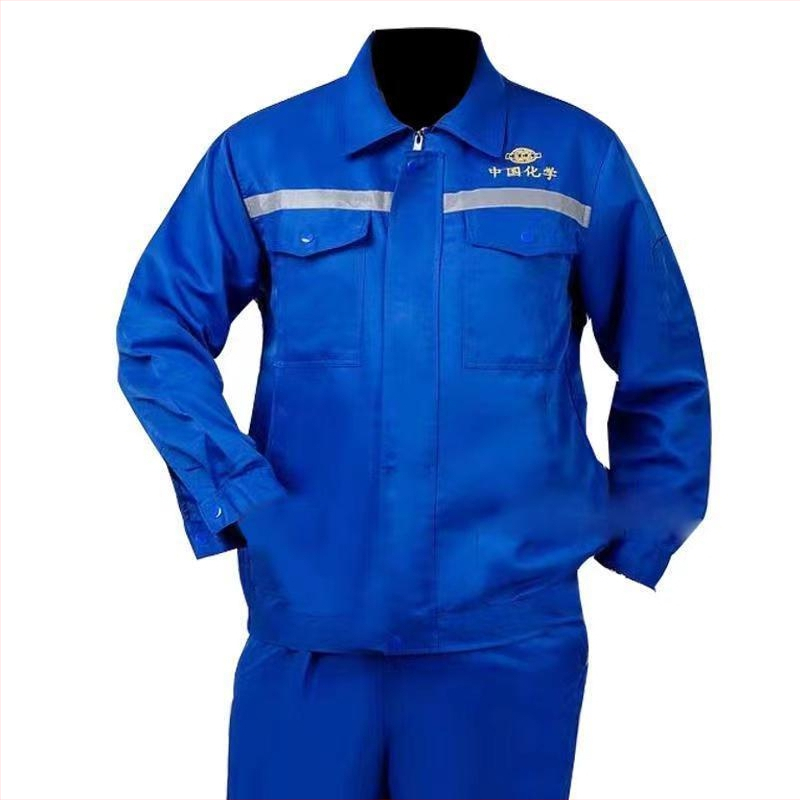 Costum de lucru din bumbac, mâneci lungi, pentru primăvară și toamnă, personalizabil cu logo, cu proprietăți de evacuare a umezelii.