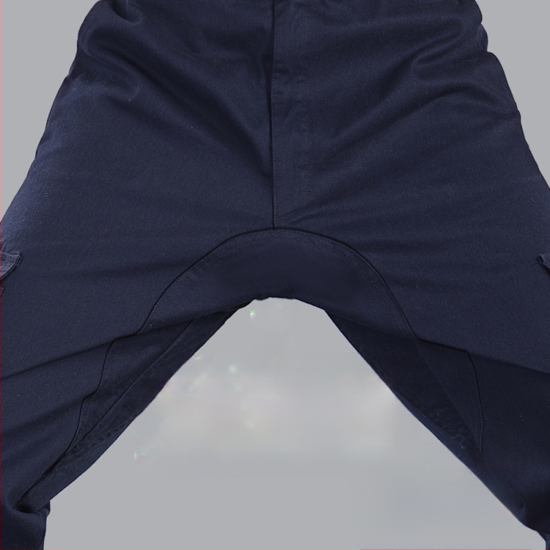 Pantaloni de lucru din bumbac, cu căptușeală suplimentară, croială dreaptă, durabili pentru sudură