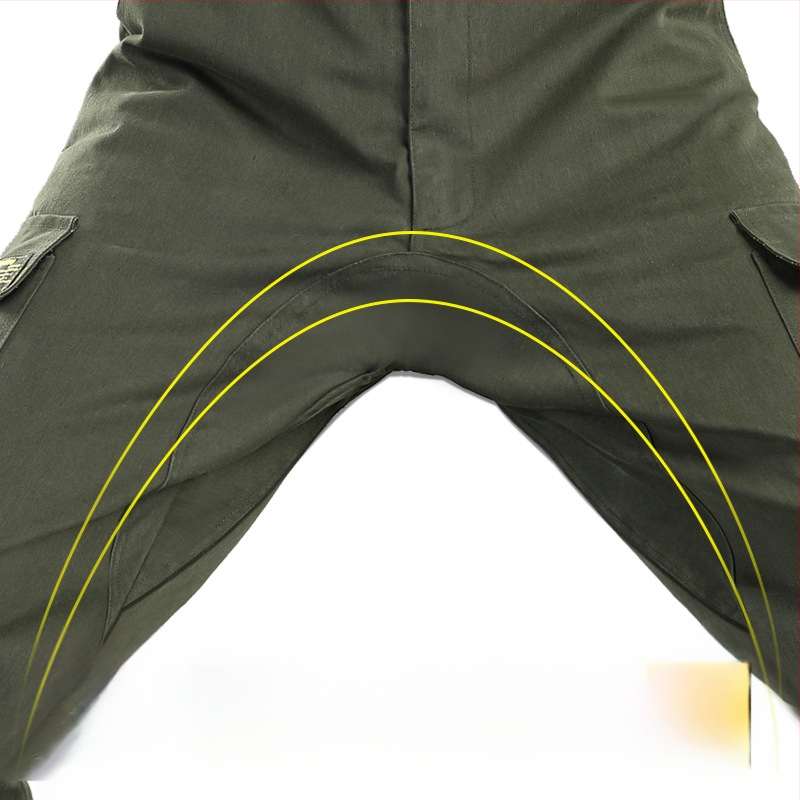 Pantaloni de lucru din bumbac, cu căptușeală suplimentară, croială dreaptă, durabili pentru sudură