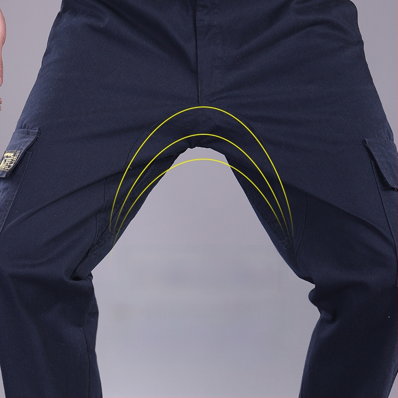 Pantaloni de lucru din bumbac, cu căptușeală suplimentară, croială dreaptă, durabili pentru sudură