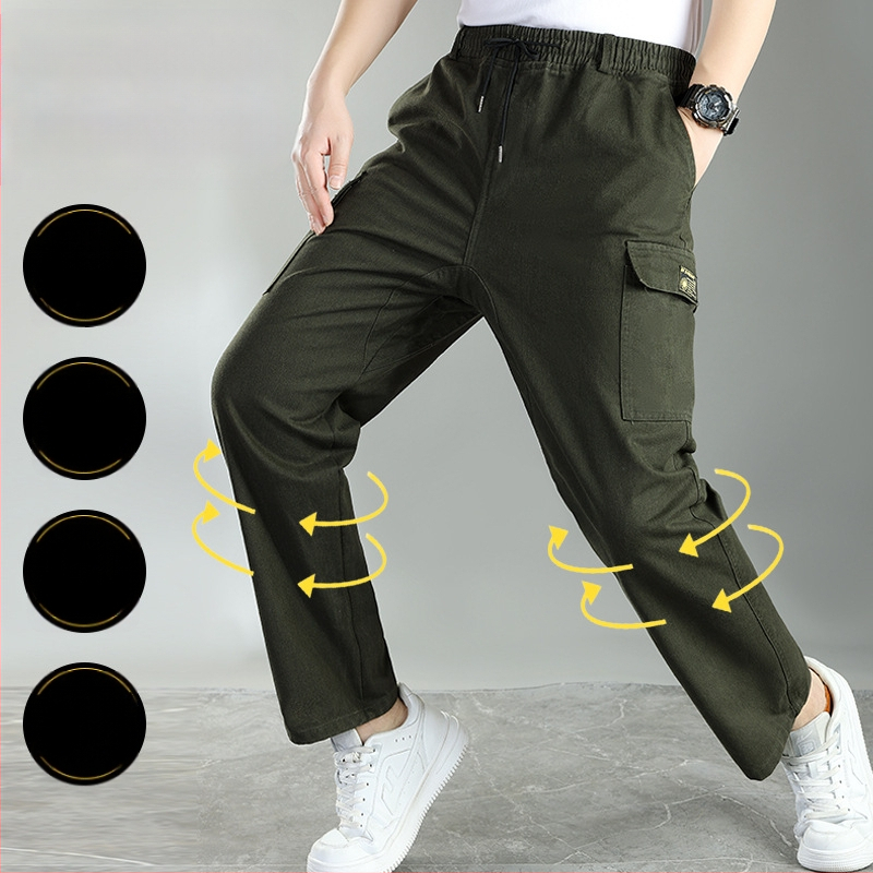 Pantaloni de lucru din bumbac, cu căptușeală suplimentară, croială dreaptă, durabili pentru sudură
