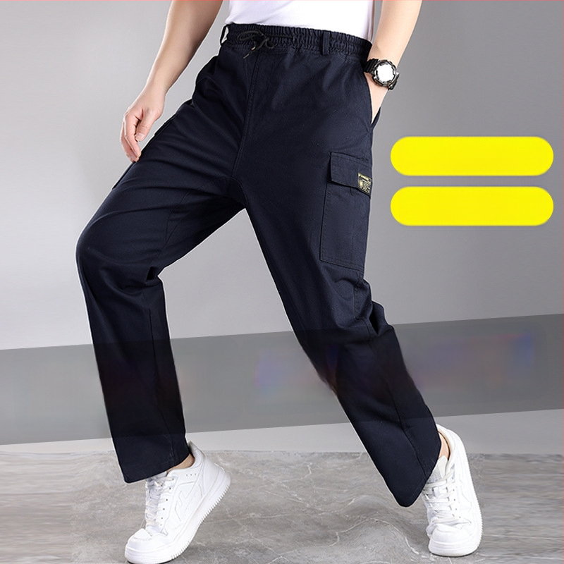 Pantaloni de lucru din bumbac, cu căptușeală suplimentară, croială dreaptă, durabili pentru sudură