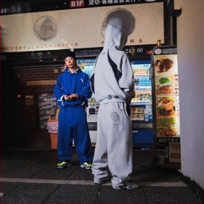 Set unisex hanorac cu glugă și pantaloni de trening - toamnă/iarnă, stil stradal japonez, croi larg