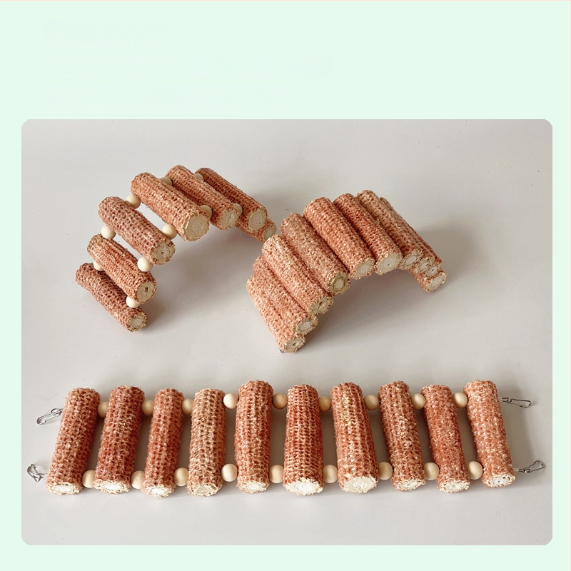 Jucărie pentru animale de companie multipiese: pod arc din știulete de porumb cu scară moale pentru hamsteri, iepuri, chinchile, papagali