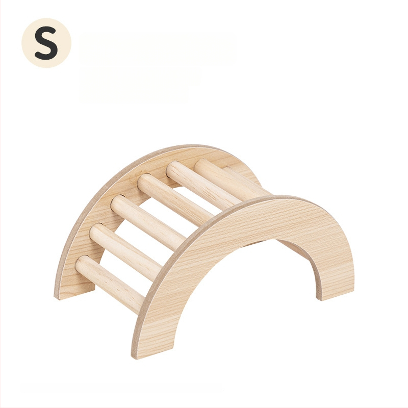 Set decorativ din lemn pentru cușca de hamster, cu gard, scară de cățărare și arc de pod; platformă decorativă și jucărie pentru a combate plictiseala