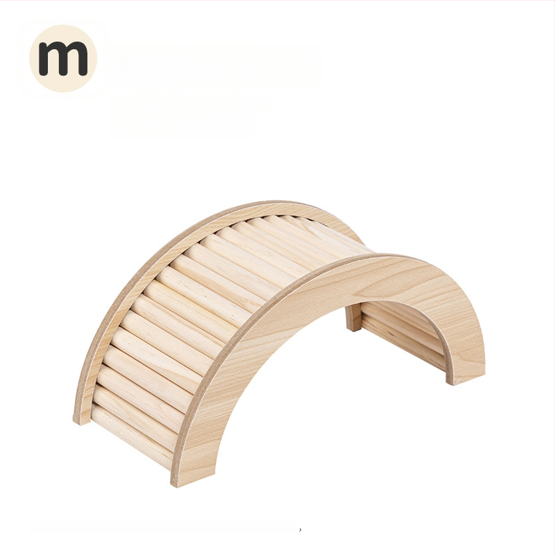 Set decorativ din lemn pentru cușca de hamster, cu gard, scară de cățărare și arc de pod; platformă decorativă și jucărie pentru a combate plictiseala