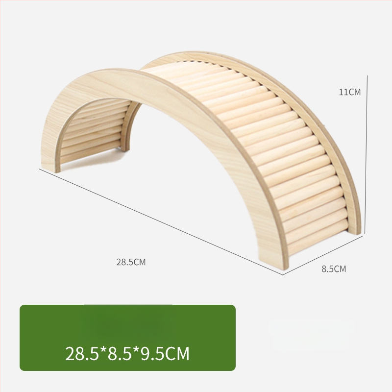 Set decorativ din lemn pentru cușca de hamster, cu gard, scară de cățărare și arc de pod; platformă decorativă și jucărie pentru a combate plictiseala