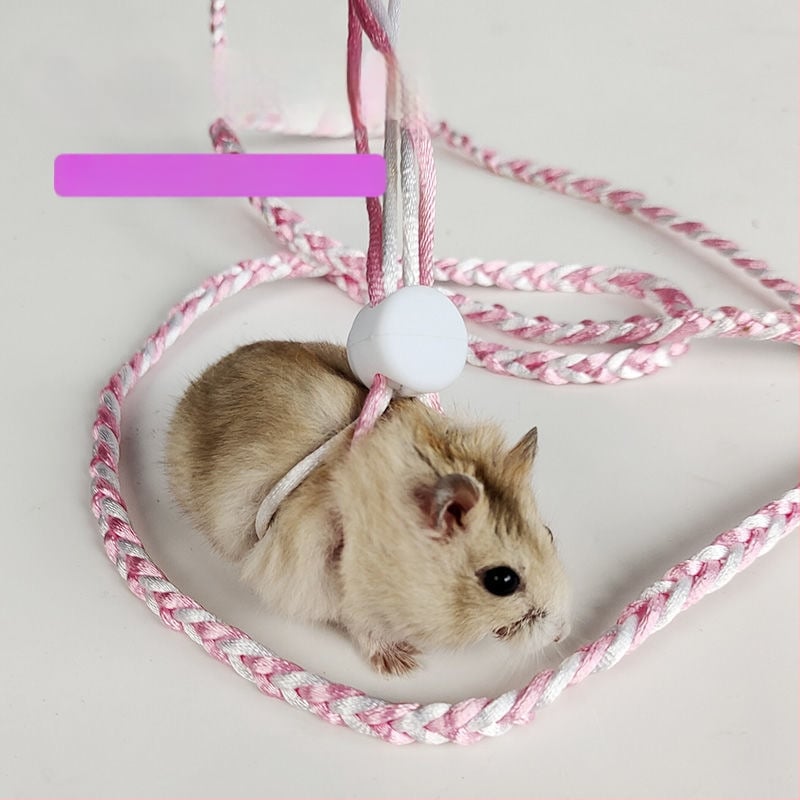 Harnaș din sfoară de bumbac țesut manual pentru iepuri, purcei de Guinea și hamsteri – jucărie de tractiune pentru rozătoare