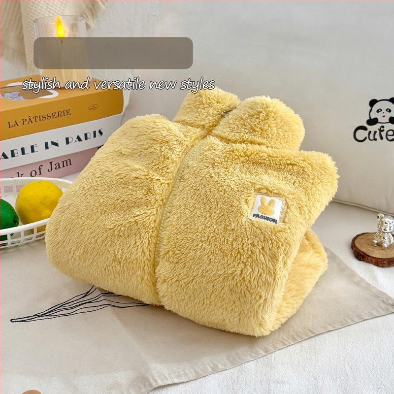 Geacă de iarnă pentru copii, unisex, căptușită cu fleece, fleece dublu față, guler înalt, cald și casual