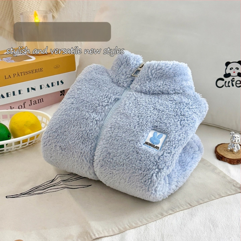 Geacă de iarnă pentru copii, unisex, căptușită cu fleece, fleece dublu față, guler înalt, cald și casual