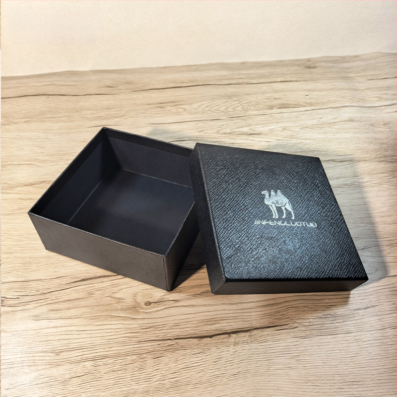 Cutie personalizată pentru ambalarea curelelor cu capac din două părți, cutie de cadouri de lux, cutie pătrată din hârtie pentru depozitarea portofelului, neagră, 13x13x5 cm