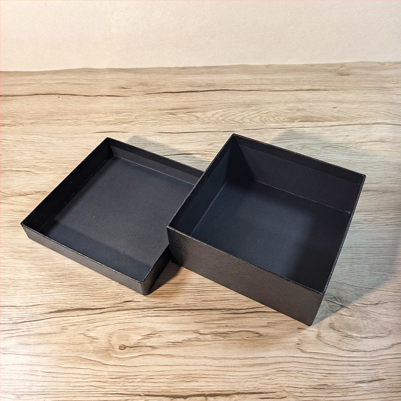 Cutie personalizată pentru ambalarea curelelor cu capac din două părți, cutie de cadouri de lux, cutie pătrată din hârtie pentru depozitarea portofelului, neagră, 13x13x5 cm