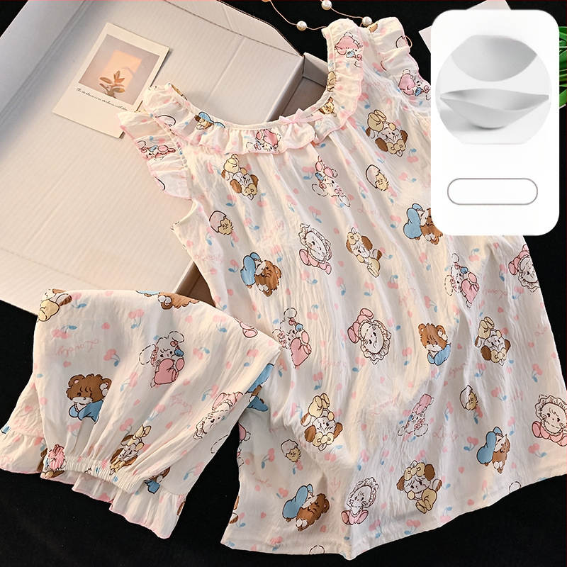 Set de pijamale pentru copii, vară 2025, top fără mâneci, stil prințesă, desen animat, îmbrăcăminte pentru casă