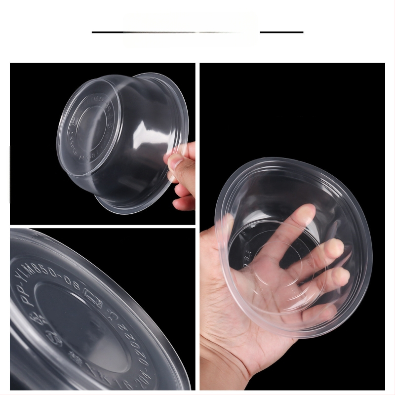 Set de unică folosință cu bol, bețișoare și cutie de masă – rotund, etanș, din plastic pentru uz casnic