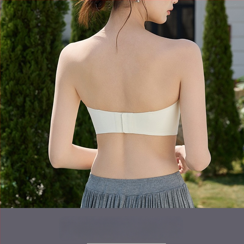Sutien fara bretele, push-up pentru femei, antiaderent, fara cusaturi, culoare nude, modelare invizibila, grosime subțire pentru vară, cupe 3/4, bretele duble detașabile, închidere spate cu patru cârlige