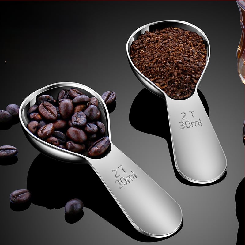 Linguriță de măsurare din oțel inoxidabil 304 pentru boabe de cafea, lapte praf, hrană pentru sugari și făină — mâner scurt