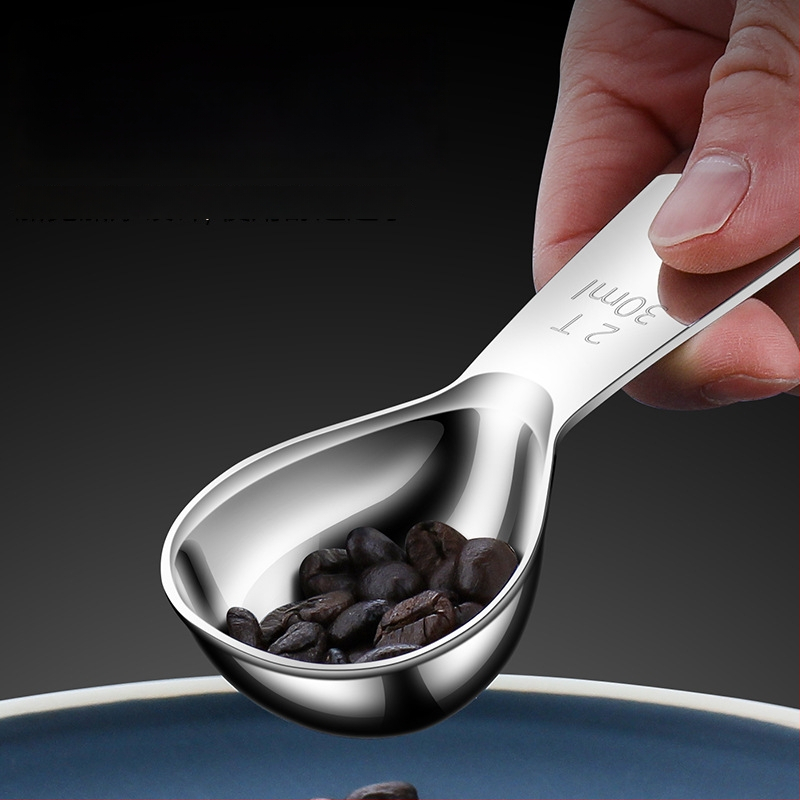 Linguriță de măsurare din oțel inoxidabil 304 pentru boabe de cafea, lapte praf, hrană pentru sugari și făină — mâner scurt