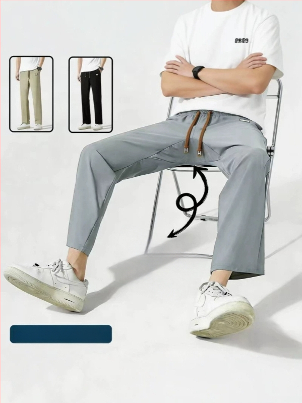 Pantaloni bărbați din Ice Silk, mărime mare, uscare rapidă, vară, stil casual sport, lungi 8190